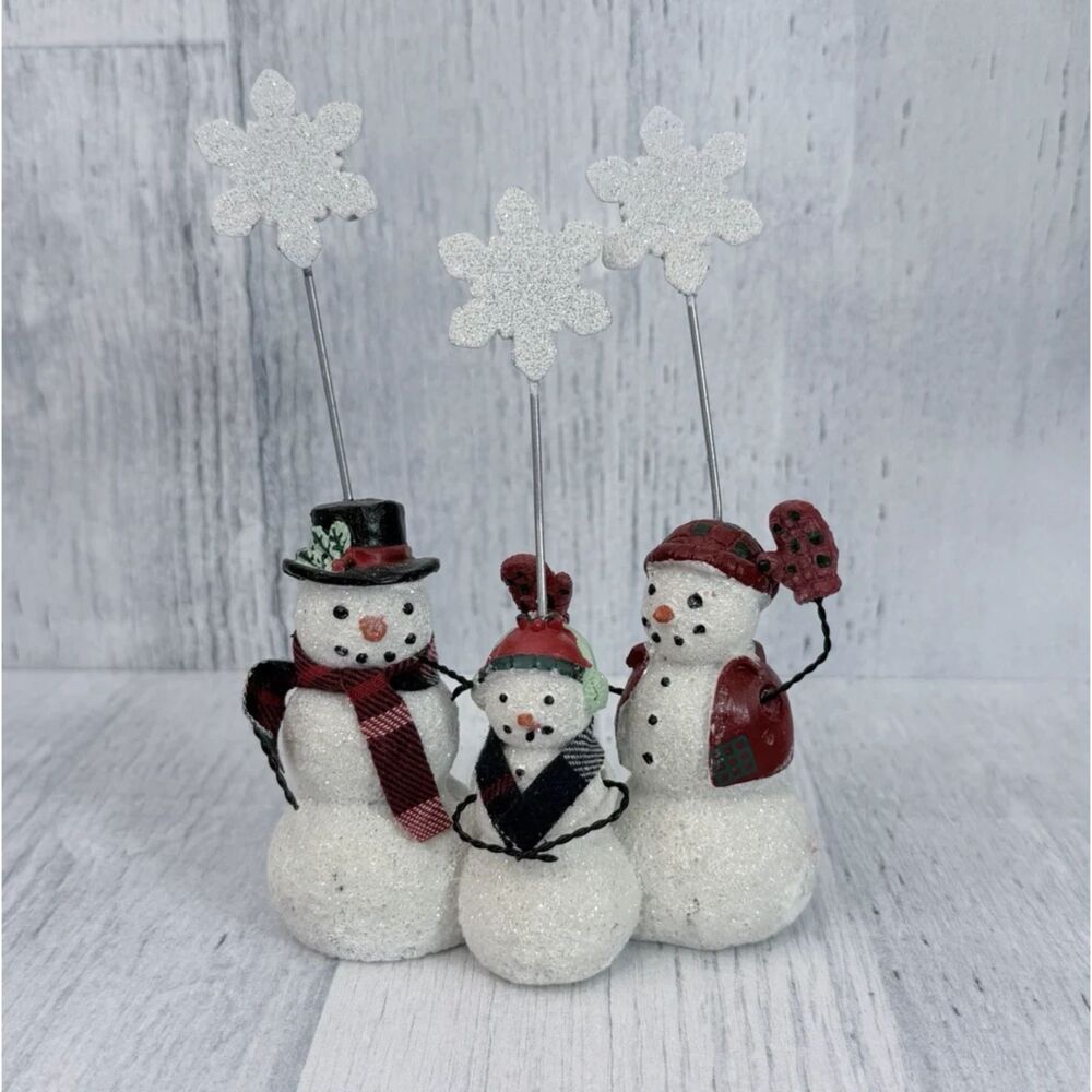 St. Nicholas Square Christmas Snowmen Triple Picture Clip Holder